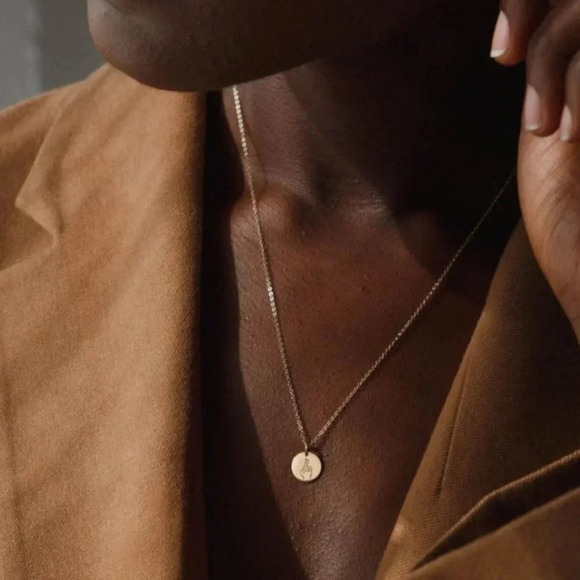 "Fingers Crossed" Sign Language Gold Disc Necklace - Picture 2 of 9